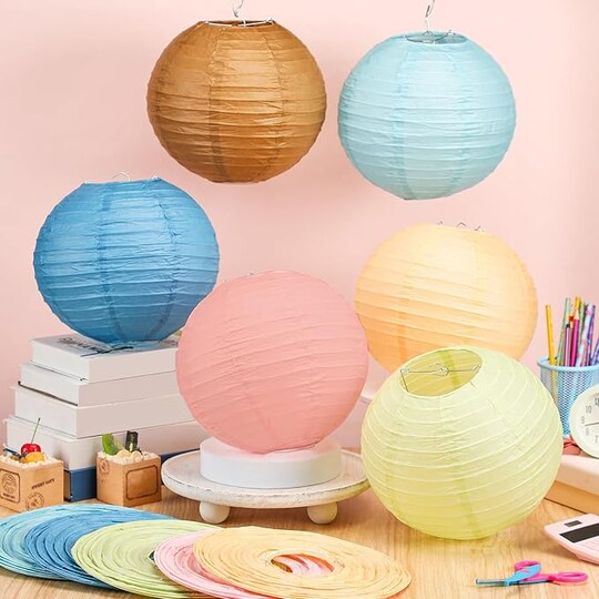 12 Pcs 10 Inch Boho Hanging Paper Lanterns Party Decorations Boho Classroom Decor Back to School Party Decoration Paper Lanterns for Classrooms Wedding Birthday Ceilings Decor